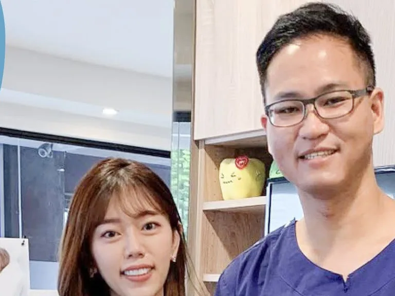 蕭醫師與全瓷貼片患者合影